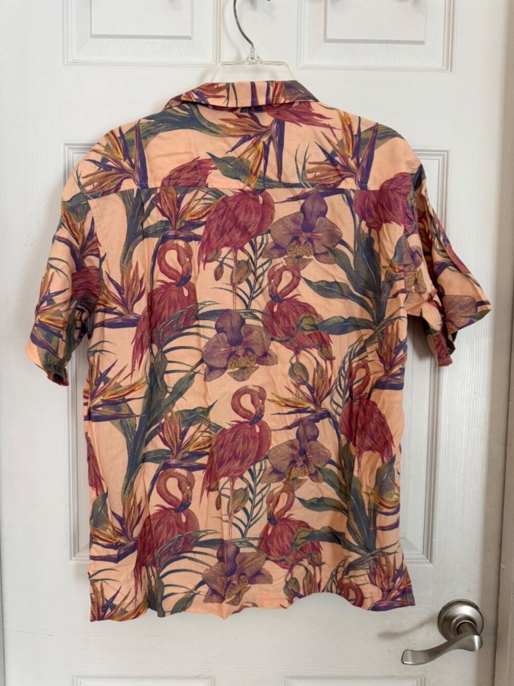 Massive Pink Tropical Flamingo Hawaiian Button Down Shirt Small Summer Beach Sm - Picture 4 of 6